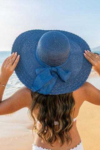 Scallop Edge Bow Accent Sunhat - SwagglyLife Home & Fashion
