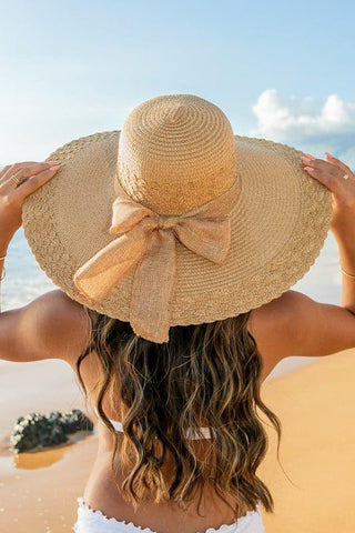 Scallop Edge Bow Accent Sunhat - SwagglyLife Home & Fashion