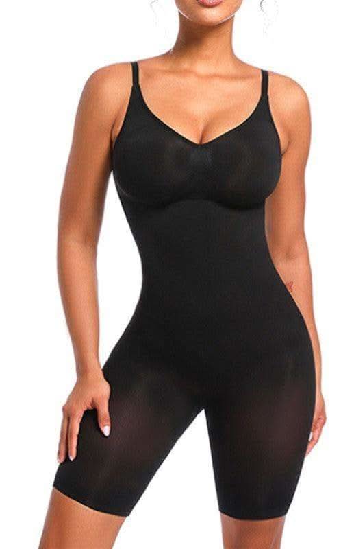 Seamless Sculpt Mid Thigh Bodysuit in Black - Shapewear photo