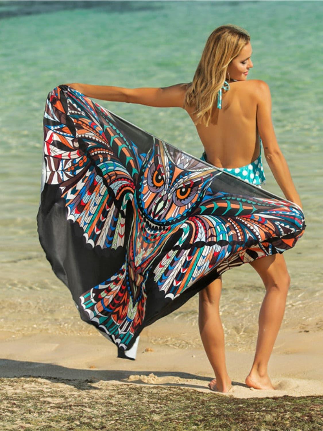 Seaside Cabana Printed Spaghetti Strap Cover Up - SwagglyLife Home & Fashion