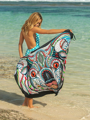 Seaside Cabana Printed Spaghetti Strap Cover Up - SwagglyLife Home & Fashion
