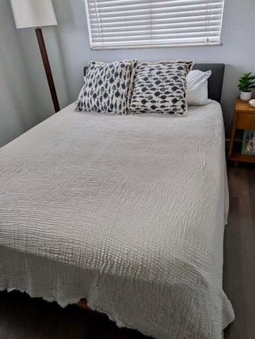 Serene Bedspread Collection – Organic Turkish Cotton, Textured Solid Colors, Queen/King Sizes