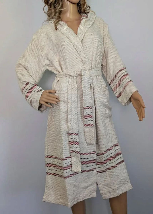 Serenity Bathrobe – Soft Flat Weave Turkish Cotton, Hooded Design in Mocha - Robe photo