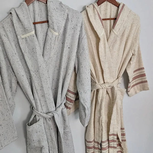 Serenity Bathrobe – Soft Flat Weave Turkish Cotton, Hooded Design in - Robe photo