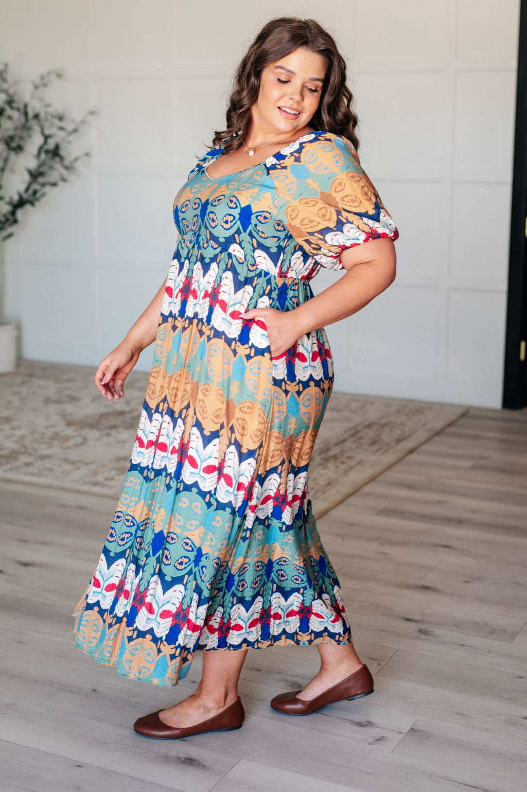 Shaping Reality V-Neck Balloon Sleeve Dress - SwagglyLife Home & Fashion