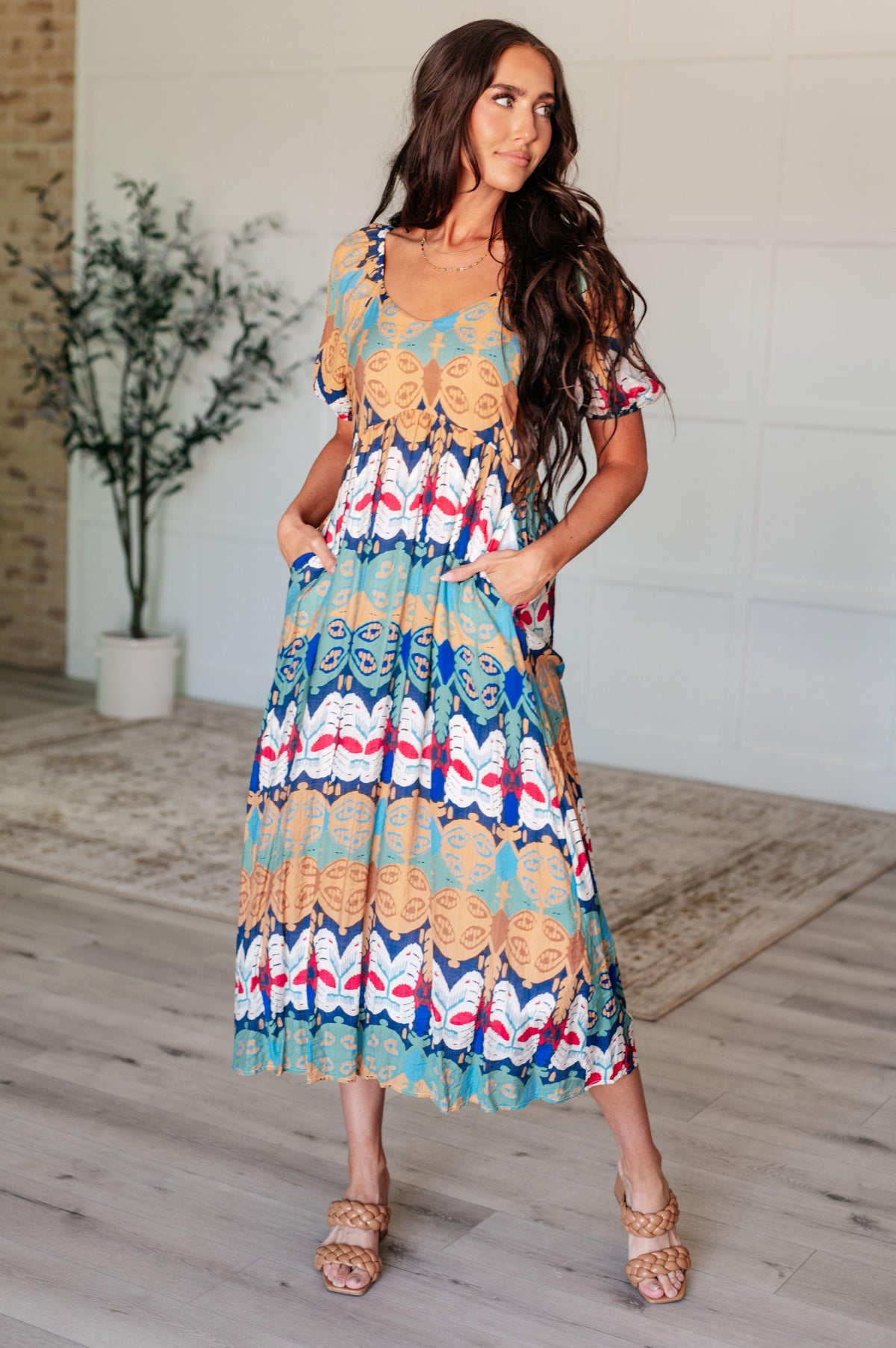 Shaping Reality V-Neck Balloon Sleeve Dress - SwagglyLife Home & Fashion