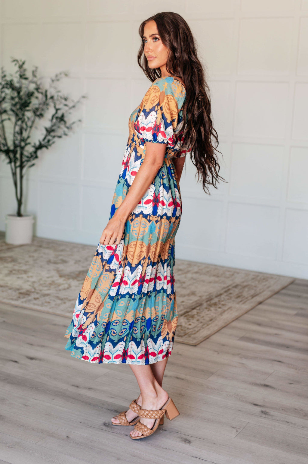 Shaping Reality V-Neck Balloon Sleeve Dress - SwagglyLife Home & Fashion