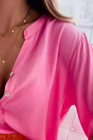 Sienna Half Button Notched Half Sleeve Blouse - SwagglyLife Home & Fashion