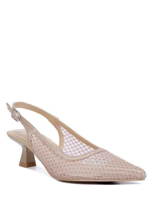 Siev Rhinestone Slingback Mules in Beige - Shoes photo