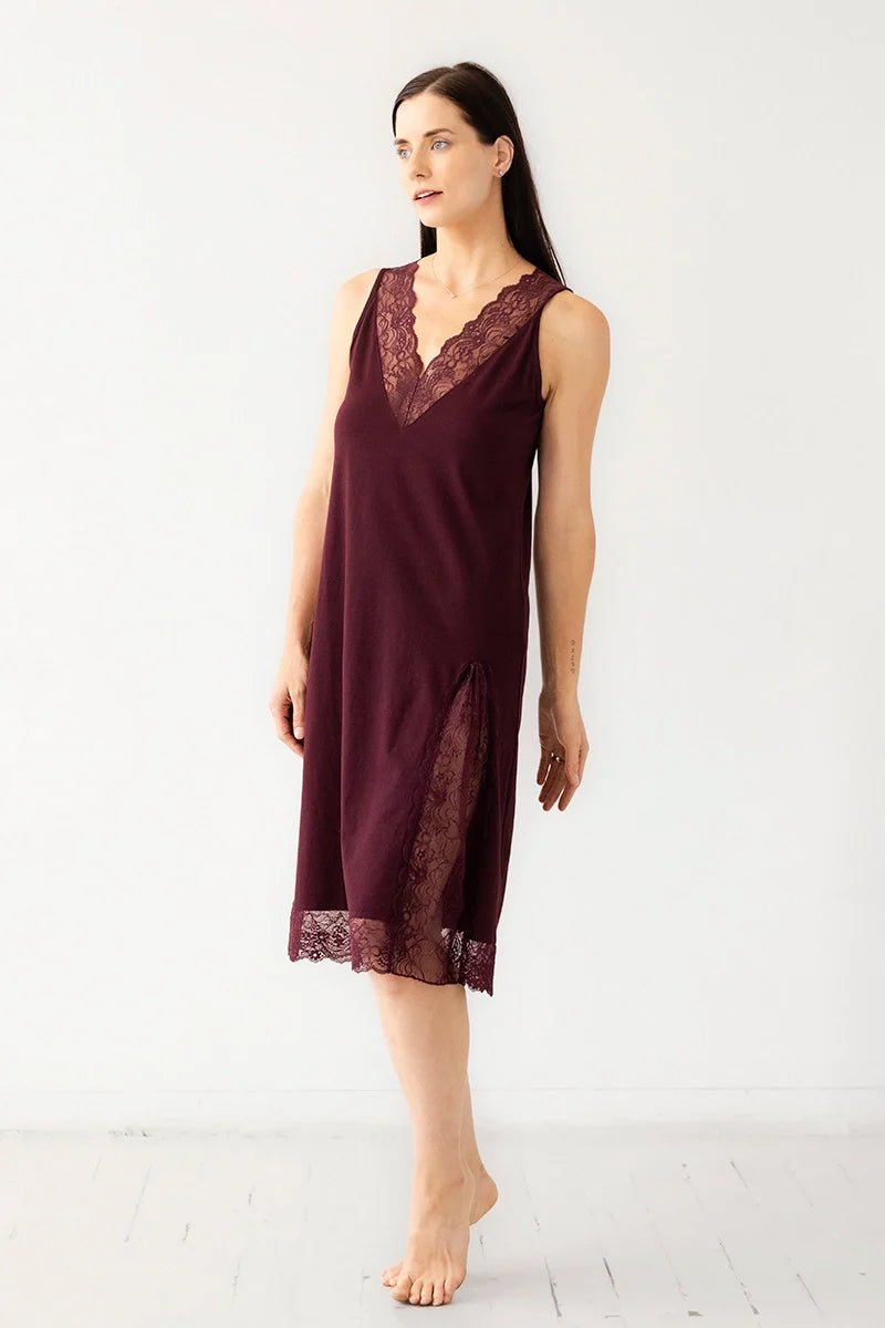 Simone Lace Trim Pima Cotton Gown in - NIGHTGOWN photo