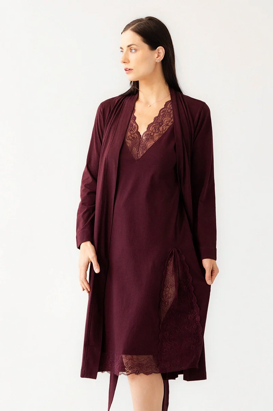 Simone Lace Trim Pima Cotton Gown in - NIGHTGOWN photo