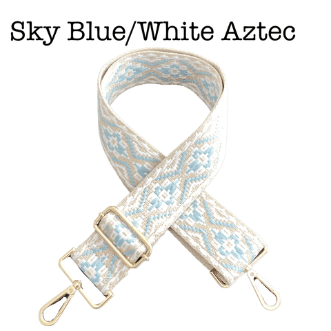 Bag Straps | 30 Styles in SkyBlue White Aztec - Bags photo