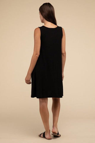 Sleeveless Flared Dress with Side Pockets - SwagglyLife Home & Fashion