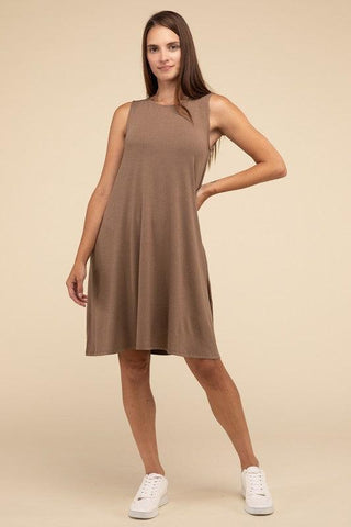 Sleeveless Flared Dress with Side Pockets - SwagglyLife Home & Fashion