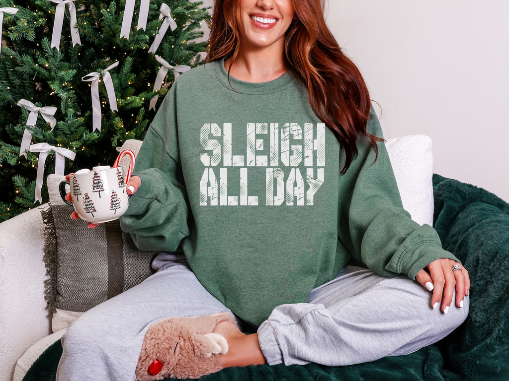 Sleigh All Day Evergreen Graphic Tee and Sweatshirt in - Womens photo