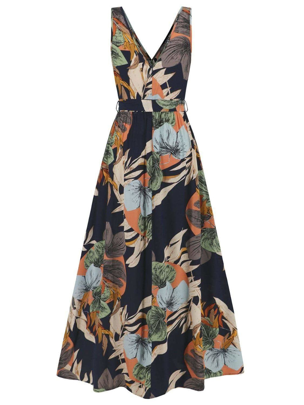 Slit Tied Printed Surplice Dress - SwagglyLife Home & Fashion