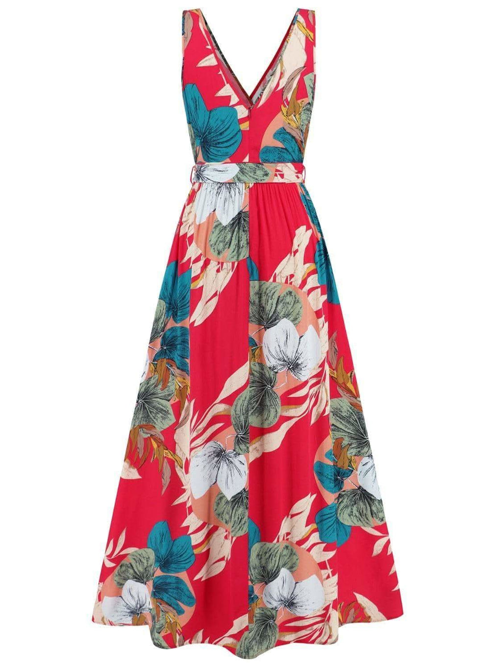 Slit Tied Printed Surplice Dress - SwagglyLife Home & Fashion