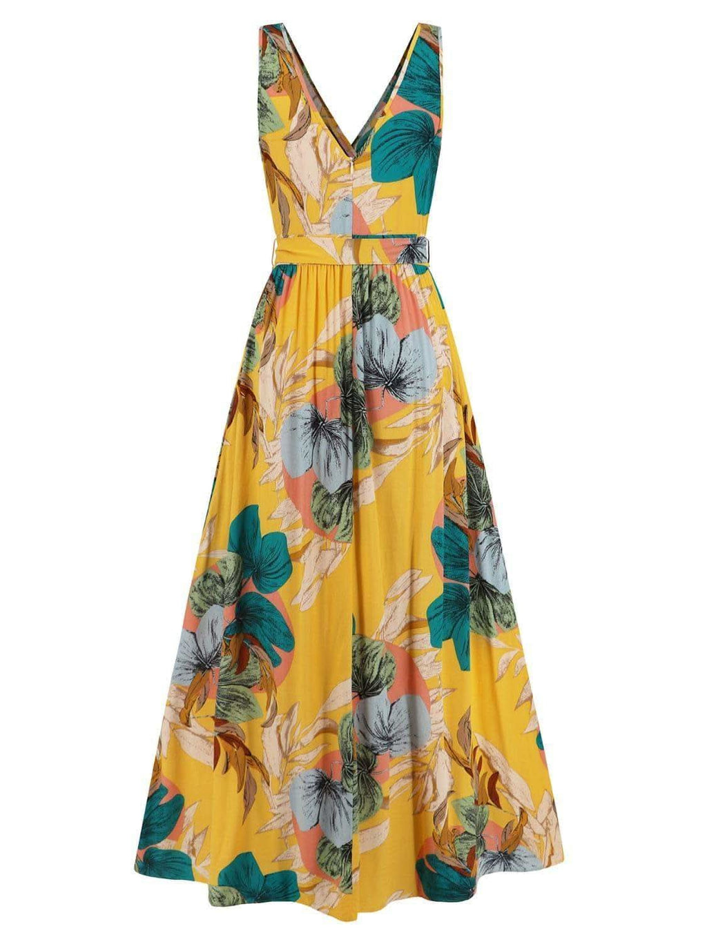 Slit Tied Printed Surplice Dress - SwagglyLife Home & Fashion