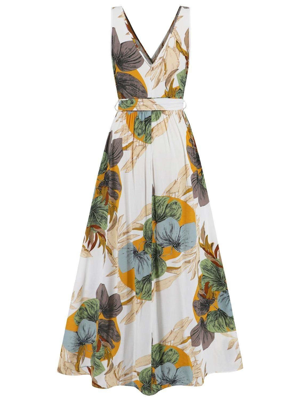 Slit Tied Printed Surplice Dress - SwagglyLife Home & Fashion