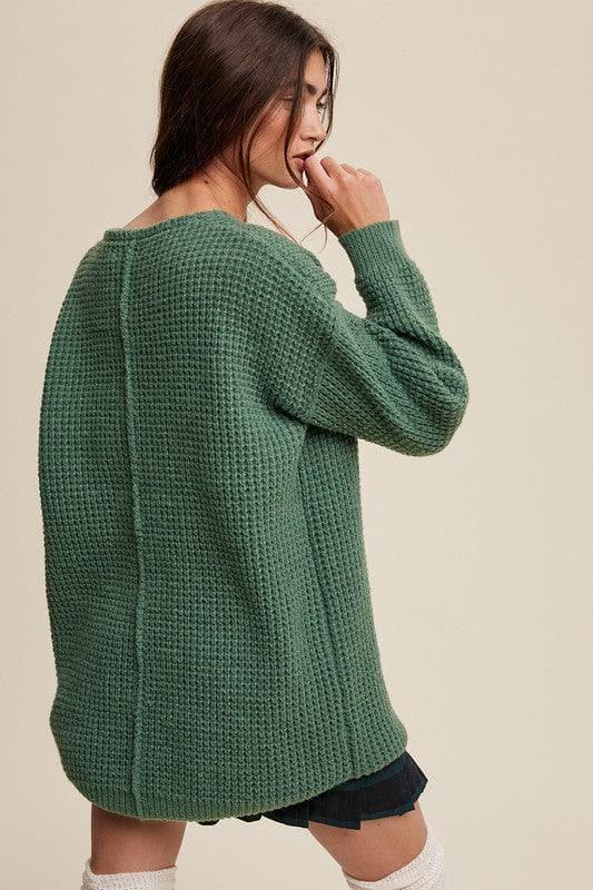 Slouchy V-neck Ribbed Knit Sweater - SwagglyLife Home & Fashion