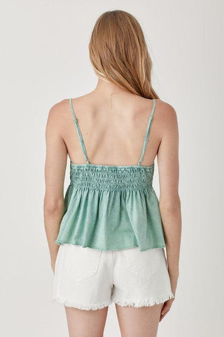 Smocked Flare Bottom Knit Cami Top - SwagglyLife Home & Fashion