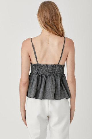 Smocked Flare Bottom Knit Cami Top - SwagglyLife Home & Fashion