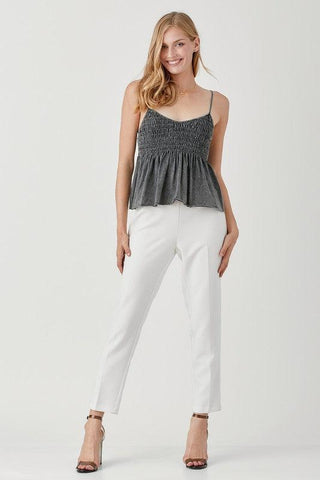 Smocked Flare Bottom Knit Cami Top - SwagglyLife Home & Fashion