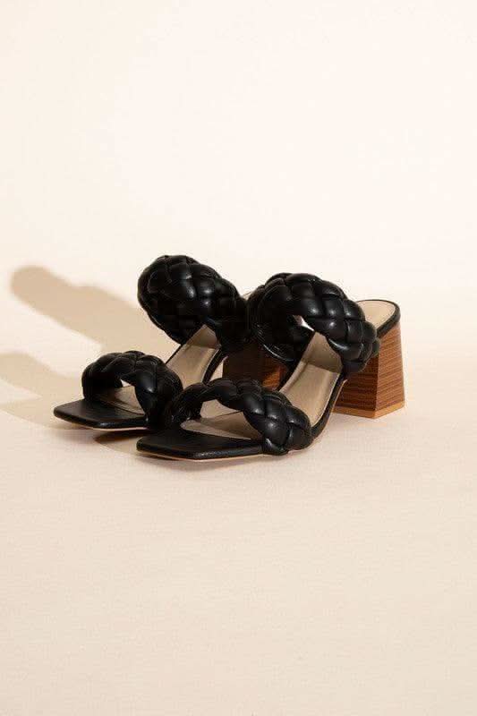 SODA Buggy Braided Strap Mule Heels in - Shoes photo