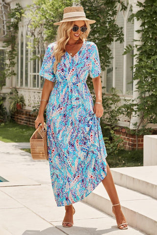 Sophie Multicolored V-Neck Maxi Dress - SwagglyLife Home & Fashion