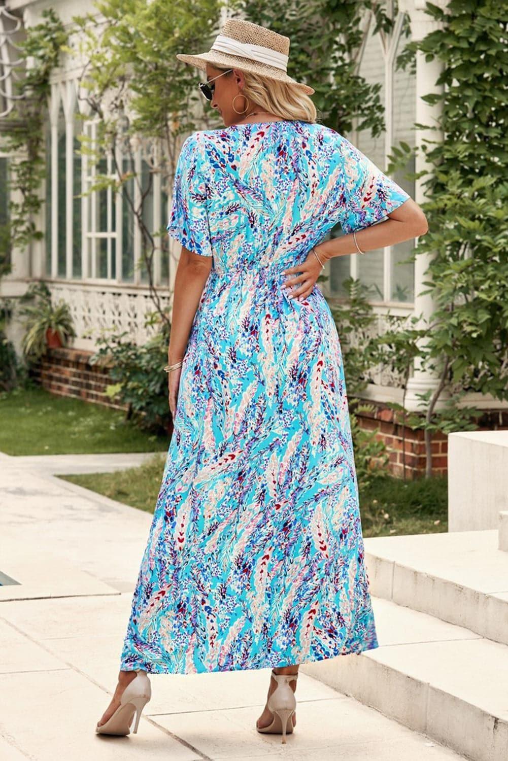 Sophie Multicolored V-Neck Maxi Dress - SwagglyLife Home & Fashion