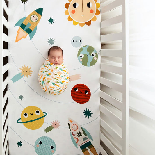 Crib sheet and Swaddle bundle - Space Explorer in - Crib Sheet & Swaddle photo