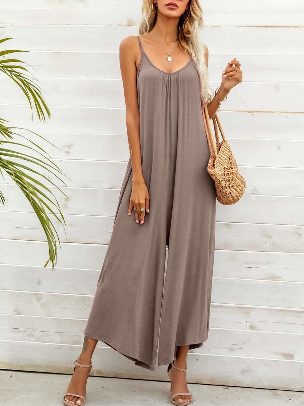 Spaghetti Strap Scoop Neck Jumpsuit - SwagglyLife Home & Fashion