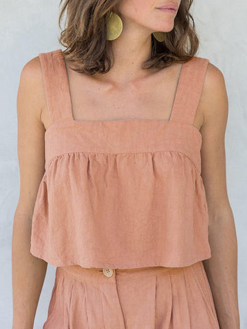 Square Neck Wide Strap Top and Pants Set - SwagglyLife Home & Fashion