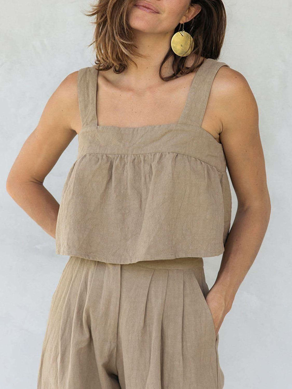 Square Neck Wide Strap Top and Pants Set - SwagglyLife Home & Fashion