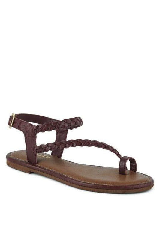 STALLONE Braided Flat Sandals in Red - Shoes photo