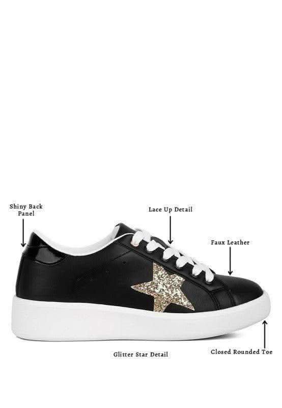 Starry Glitter Star Detail Sneakers - SwagglyLife Home & Fashion