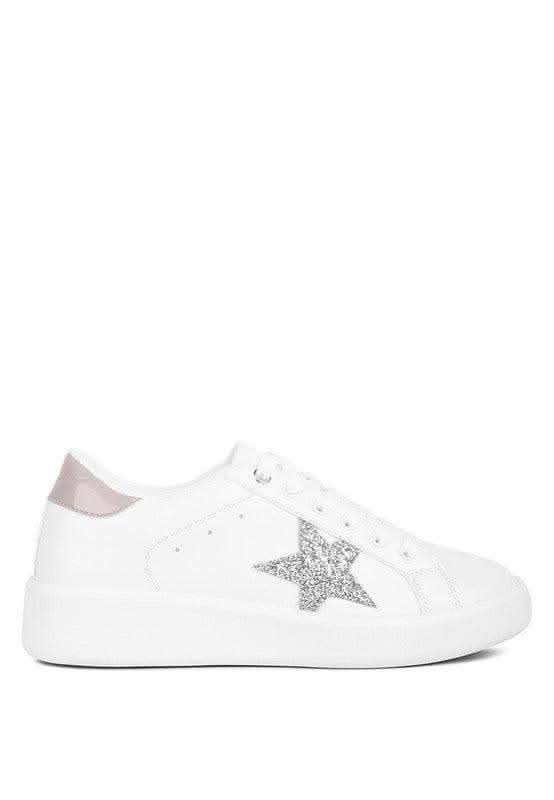 Starry Glitter Star Detail Sneakers - SwagglyLife Home & Fashion