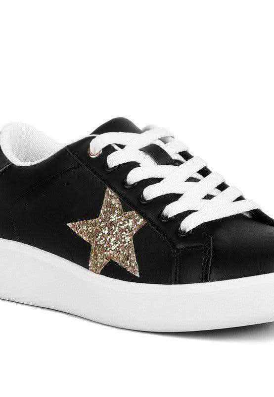 Starry Glitter Star Detail Sneakers - SwagglyLife Home & Fashion