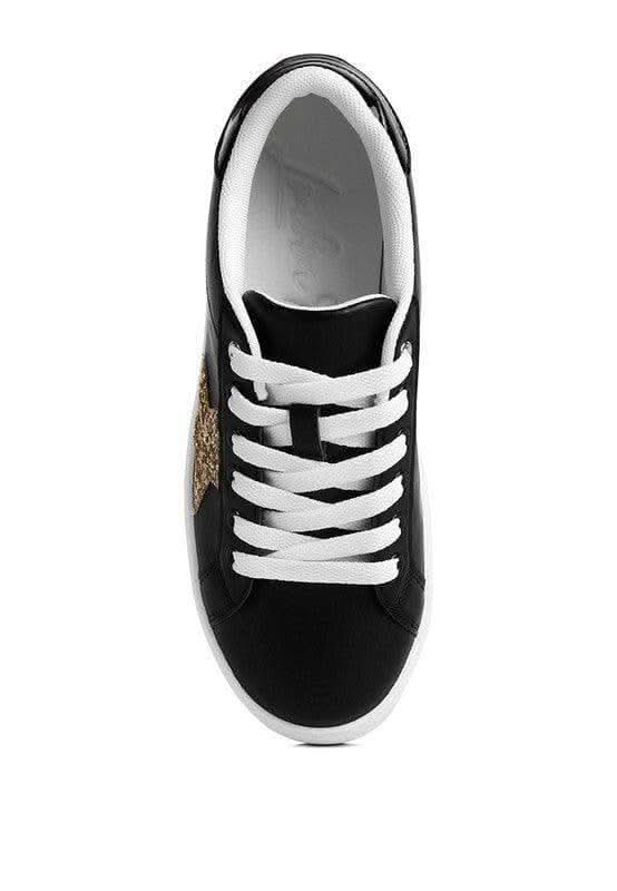 Starry Glitter Star Detail Sneakers - SwagglyLife Home & Fashion