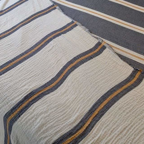 Sunbeam Bedspread Collection – Reversible Organic Turkish Cotton, Striped Design, Fits Queen/King