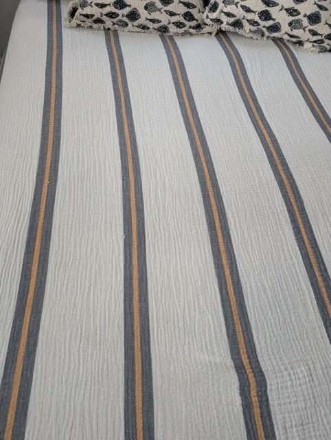 Sunbeam Bedspread Collection – Reversible Organic Turkish Cotton, Striped Design, Fits Queen/King
