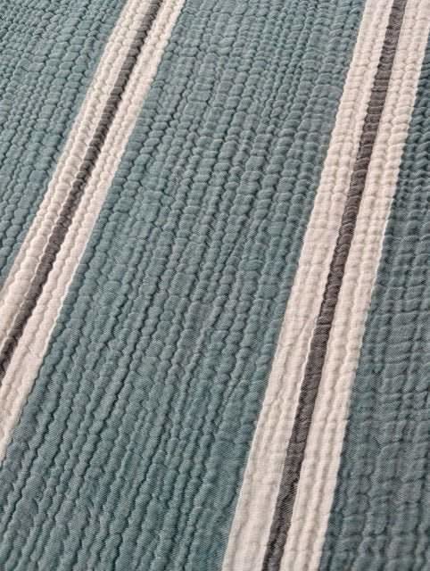Sunbeam Bedspread Collection – Reversible Organic Turkish Cotton, Striped Design, Fits Queen/King