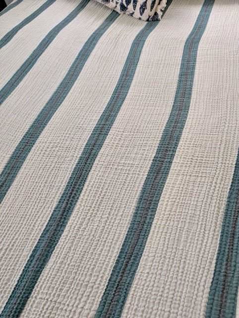 Sunbeam Bedspread Collection – Reversible Organic Turkish Cotton, Striped Design, Fits Queen/King