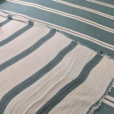 Sunbeam Bedspread Collection – Reversible Organic Turkish Cotton, Striped Design, Fits Queen/King