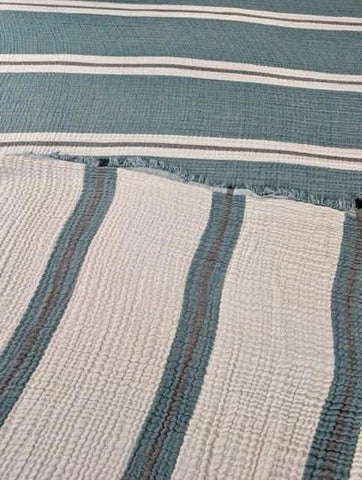 Sunbeam Bedspread Collection – Reversible Organic Turkish Cotton, Striped Design, Fits Queen/King