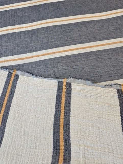 Sunbeam Bedspread Collection – Reversible Organic Turkish Cotton, Striped Design, Fits Queen/King
