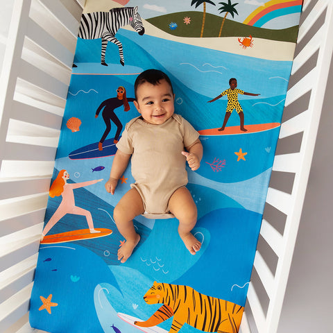Surfing Safari Standard Size Crib Sheet in - Crib sheets photo