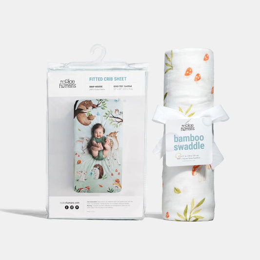 Crib Sheet & Swaddle Baby Gift Set - Enchanted Forest in - Crib Sheet & Swaddle photo