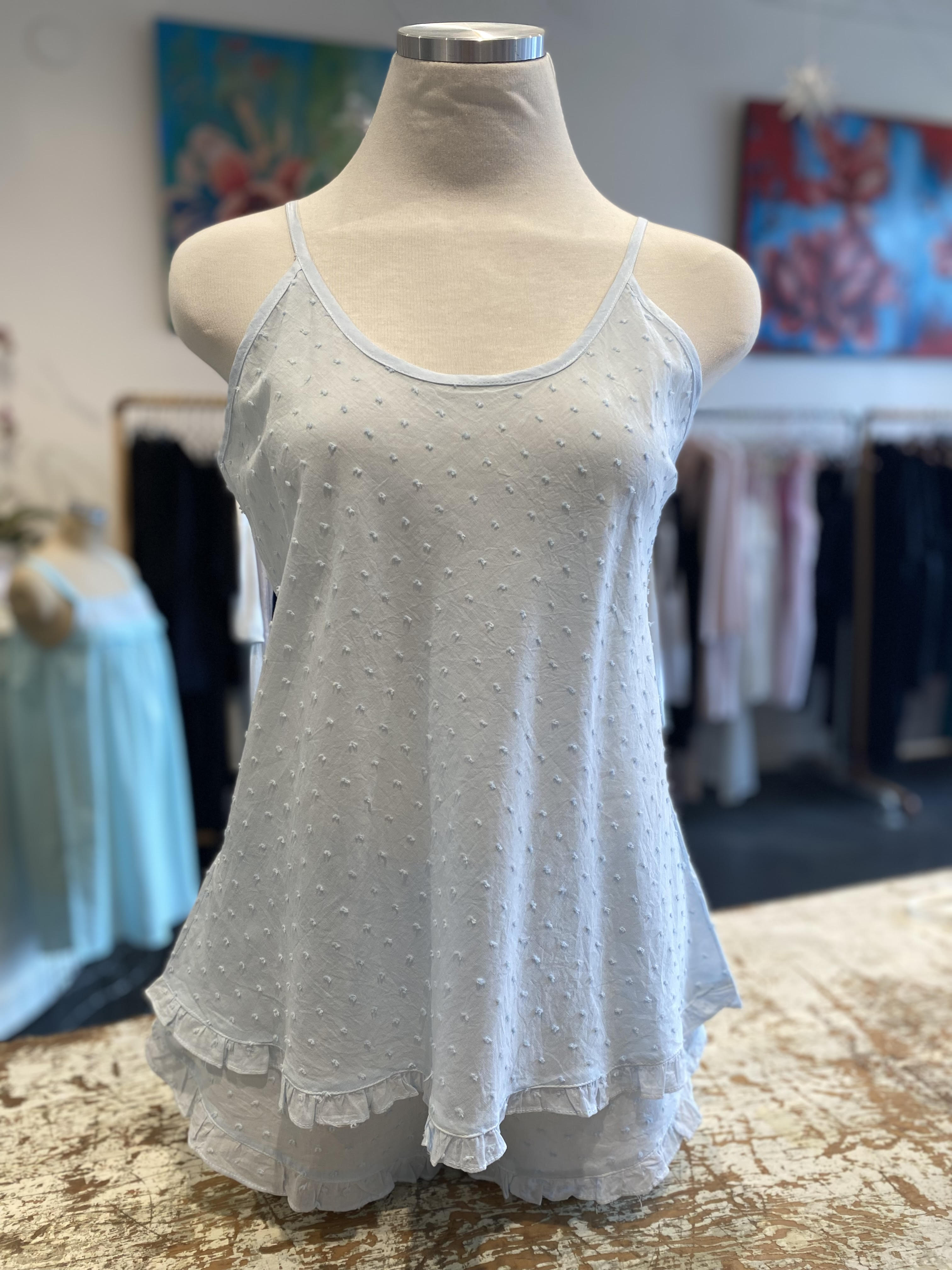 Swiss Dot Camisole and Shorties in Blue - PAJAMAS photo