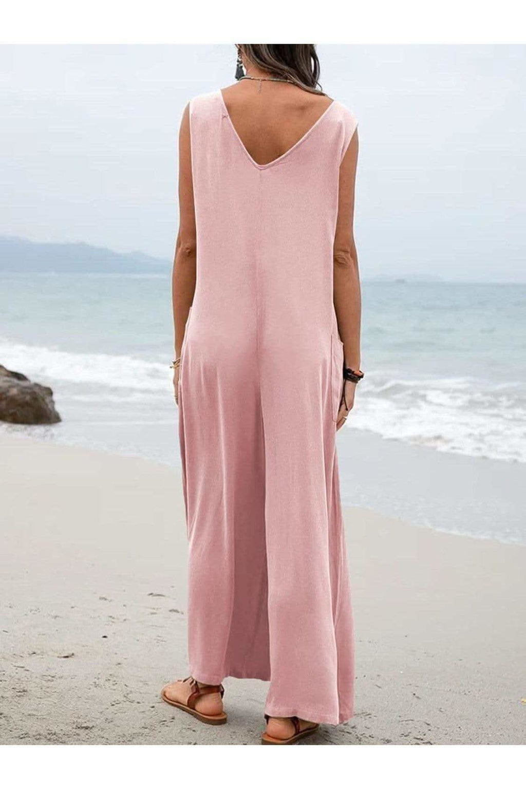 Take a Stroll Full Size Wide Strap Jumpsuit with Pockets - SwagglyLife Home & Fashion